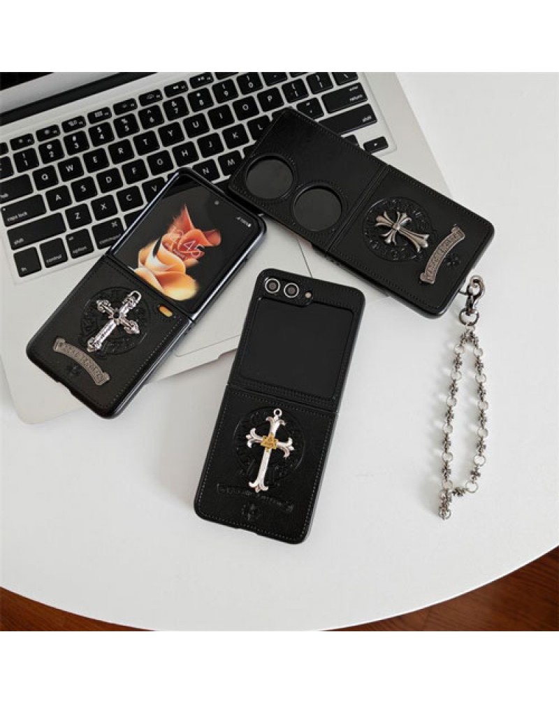 クロムハーツ galaxy z flip7ケースgalaxy z flip6スマホケース潮流個性ギャラクシーz flip5カバー男女兼用 galaxy z flip 4 3世代ケース折畳みchrome hearts HUAWEI P50 Pocketケース大人気