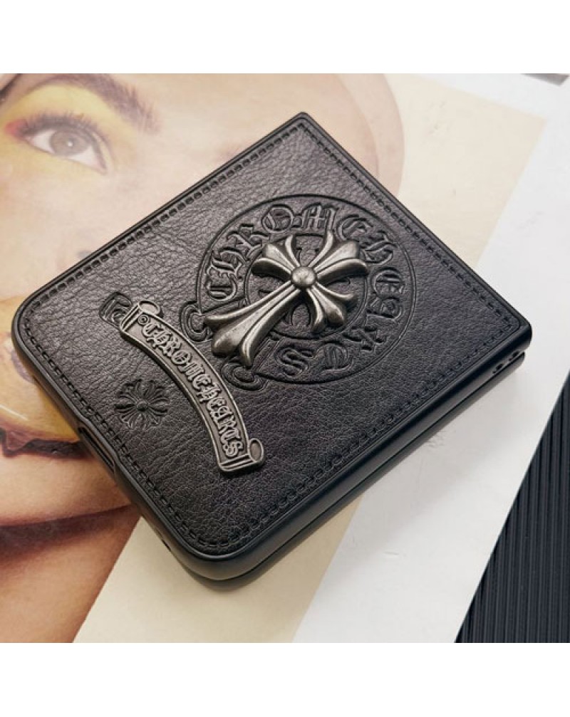クロムハーツ galaxy Z Flip7/z flip6ケース折畳みギャラクシーz flip5ケースブランド chrome hearts samsung galaxy z flip4 3世代ケースメンズレディース兼用潮流人気