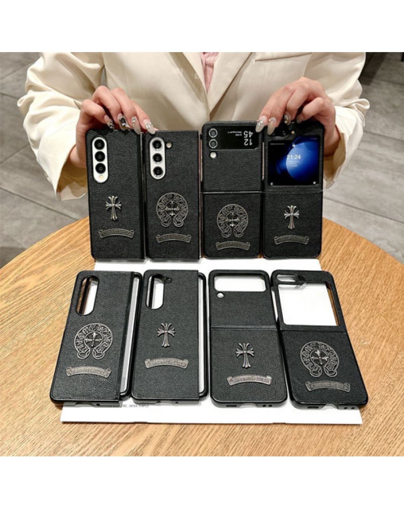 クロムハーツ galaxy z flip7ケースブランドギャラクシーz fold7ケースchrome heart samsung galaxy z flip6 5 4 世代ケース折畳み個性潮流保護カバー男女兼用