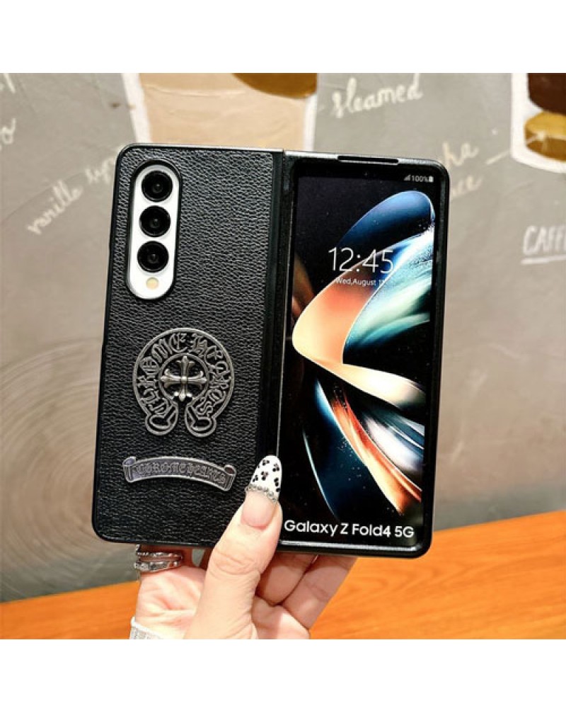 クロムハーツ galaxy z flip7ケースブランドギャラクシーz fold7ケースchrome heart samsung galaxy z flip6 5 4 世代ケース折畳み個性潮流保護カバー男女兼用