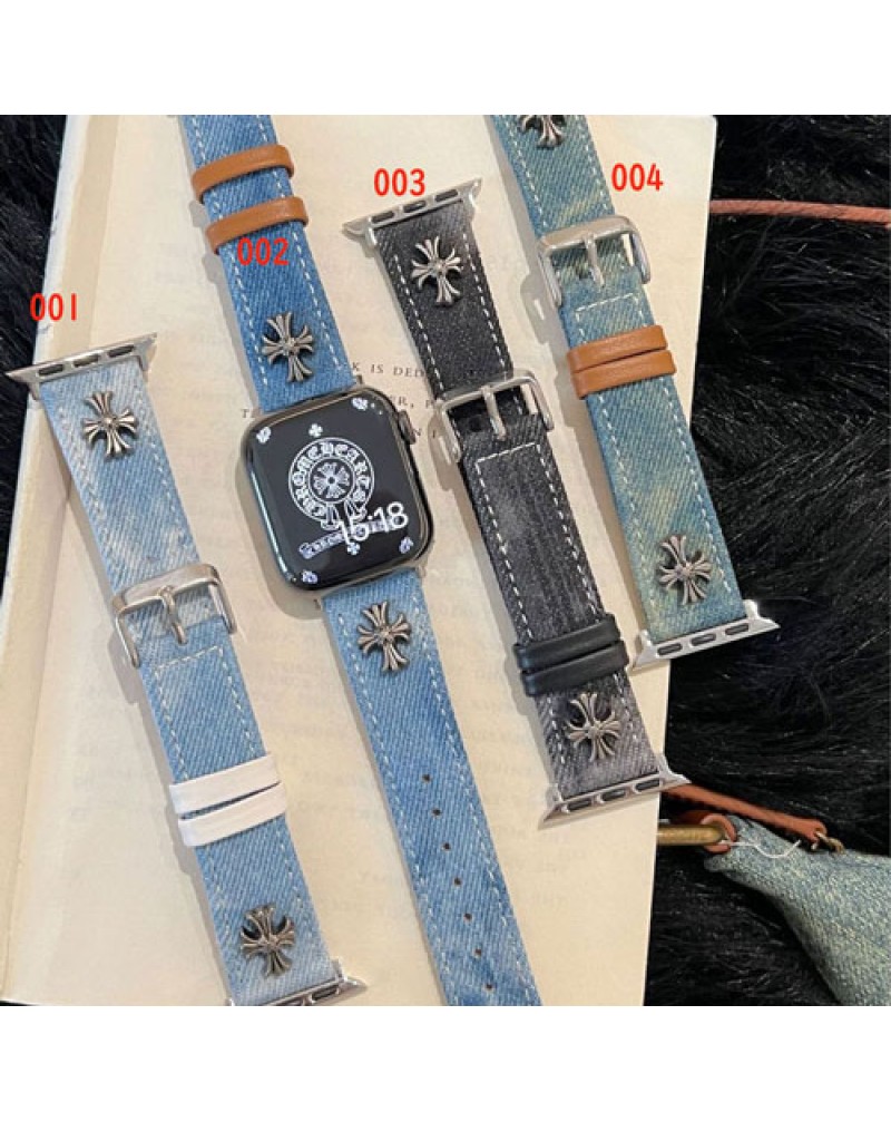 クロムハーツアップルウォッチバンドiwatch 10世代バンド潮流ブランド apple watch 9 8 7 6 5世代ベルトデニム製個性人気アップルウォッチ交換バンドメンズレディース兼用