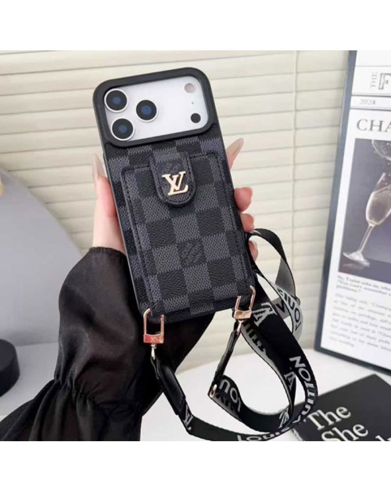 ルイヴィトン iPhone17 pro max/17 airケースブランドアイフォン16プロケースカード入れルイビトンiphone15 pro maxケースショルダー掛けオシャレ iphone14 pro/13 proケース経典大人気レザー製耐摩擦