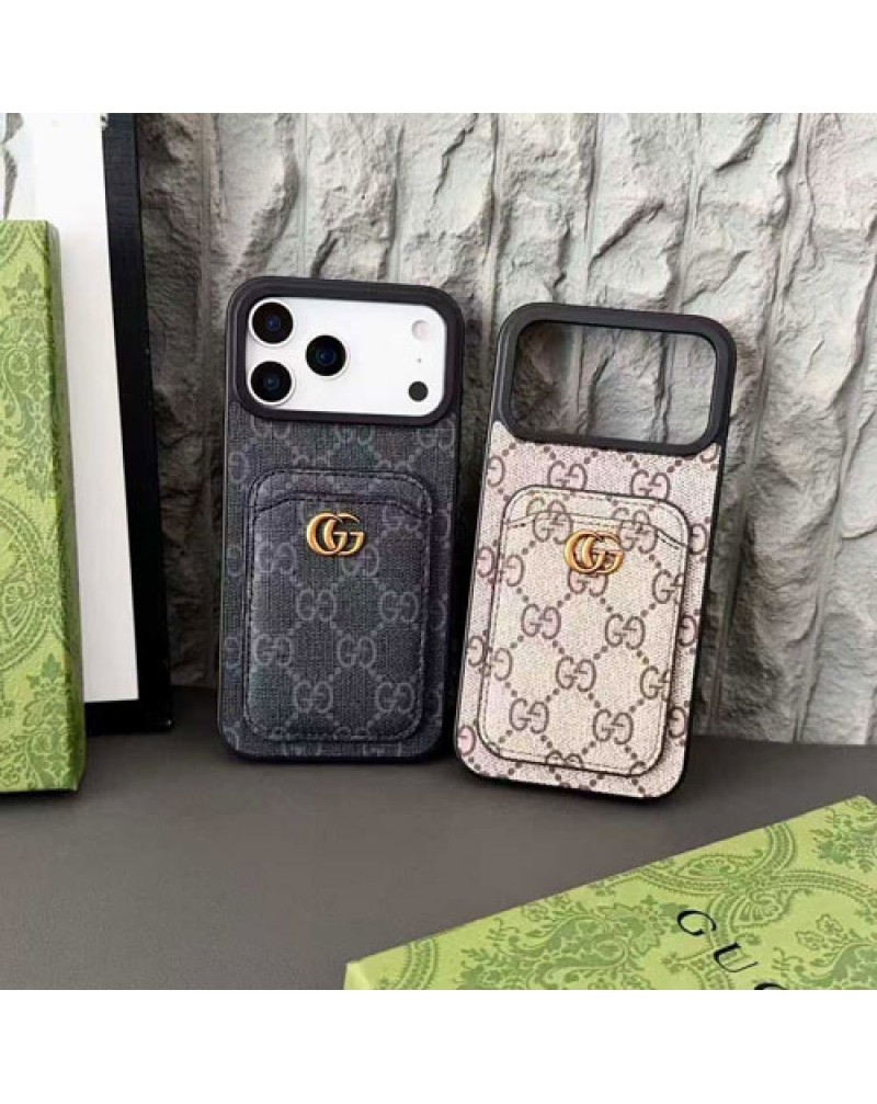 グッチ iphone17 pro maxケースカード入れアイフォン17プロケースGUCCI iphone17 AIRケースオシャレ経典アイフォン16プロケースiphone15 14 13 pro携帯カバーレザー耐衝撃性