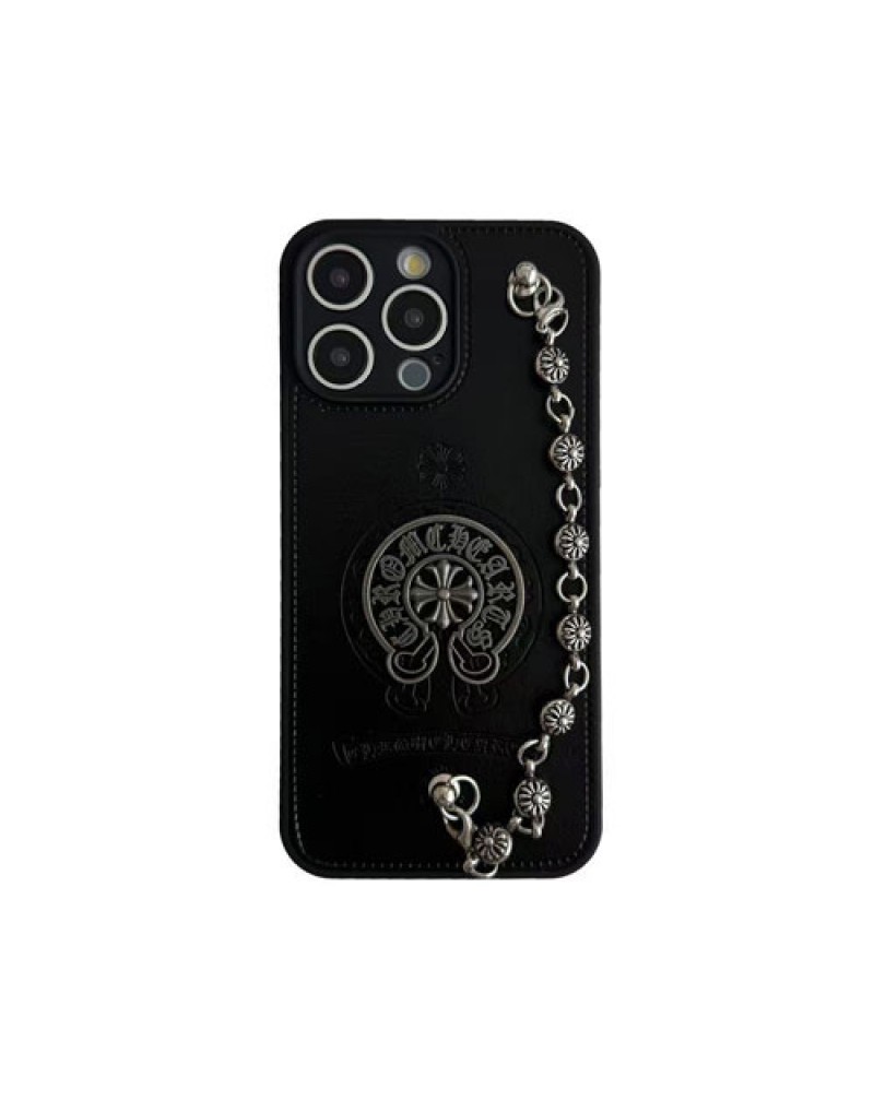 クロムハーツ iphone17 pro/17 air保護ケース潮流人気iphone16 15 pro maxケースchrome hearts iphone14 13 12プロ携帯カバーハンドチェーン付き大人気