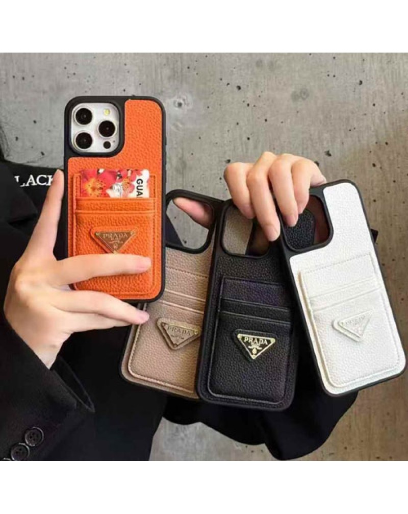 プラダ iphone17 pro/17 airケースカード収納アイフォン16プロケース簡約人気 prada iphone15 14 13 pro携帯カバーレザー高級メンズレディース兼用ブランドiphone16保護カバー