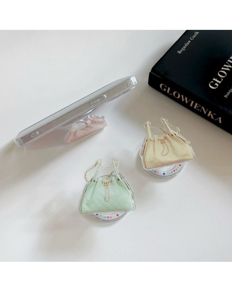 シャネル スマホキーホルダーマグネット式オシャレchanel スマホスタンド小香風可愛いバッグ型ホルダー人気新品