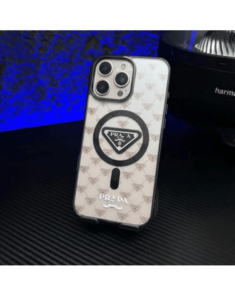 プラダ iphone16 pro max/17 pro max保護ケースマグネット式prada iphone15 pro携帯カバーシンプル半透明アイフォン14プロケースブランドiphone13 12 proカバーファッション大人気