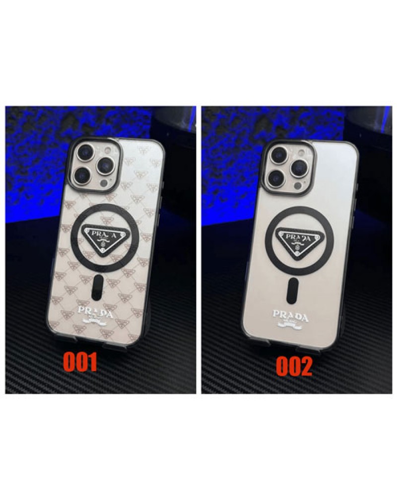 プラダ iphone16 pro max/17 pro max保護ケースマグネット式prada iphone15 pro携帯カバーシンプル半透明アイフォン14プロケースブランドiphone13 12 proカバーファッション大人気