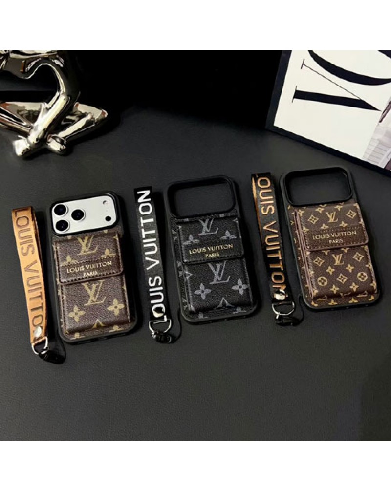 ルイヴィトン iPhone 17/17 pro maxケース6枚カード収納アイフォン16プロケースヴィトンハンドストラップ付きvuitton iphone15 14 13 pro携帯カバールイビトン galaxy s25 s24 s23ウルトラケースレザー高品質ビジネス風