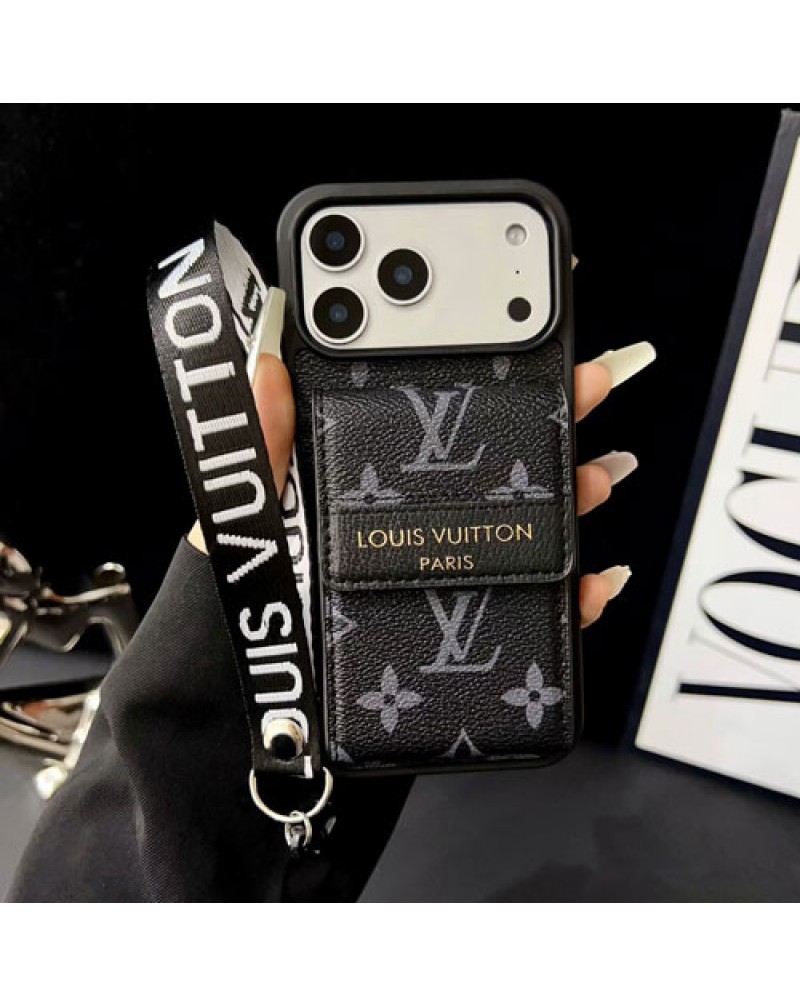 ルイヴィトン iPhone 17/17 pro maxケース6枚カード収納アイフォン16プロケースヴィトンハンドストラップ付きvuitton iphone15 14 13 pro携帯カバールイビトン galaxy s25 s24 s23ウルトラケースレザー高品質ビジネス風