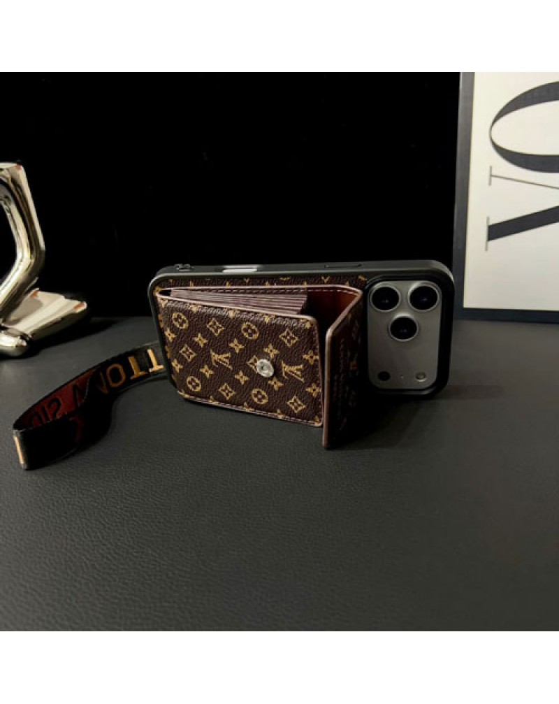 ルイヴィトン iPhone 17/17 pro maxケース6枚カード収納アイフォン16プロケースヴィトンハンドストラップ付きvuitton iphone15 14 13 pro携帯カバールイビトン galaxy s25 s24 s23ウルトラケースレザー高品質ビジネス風