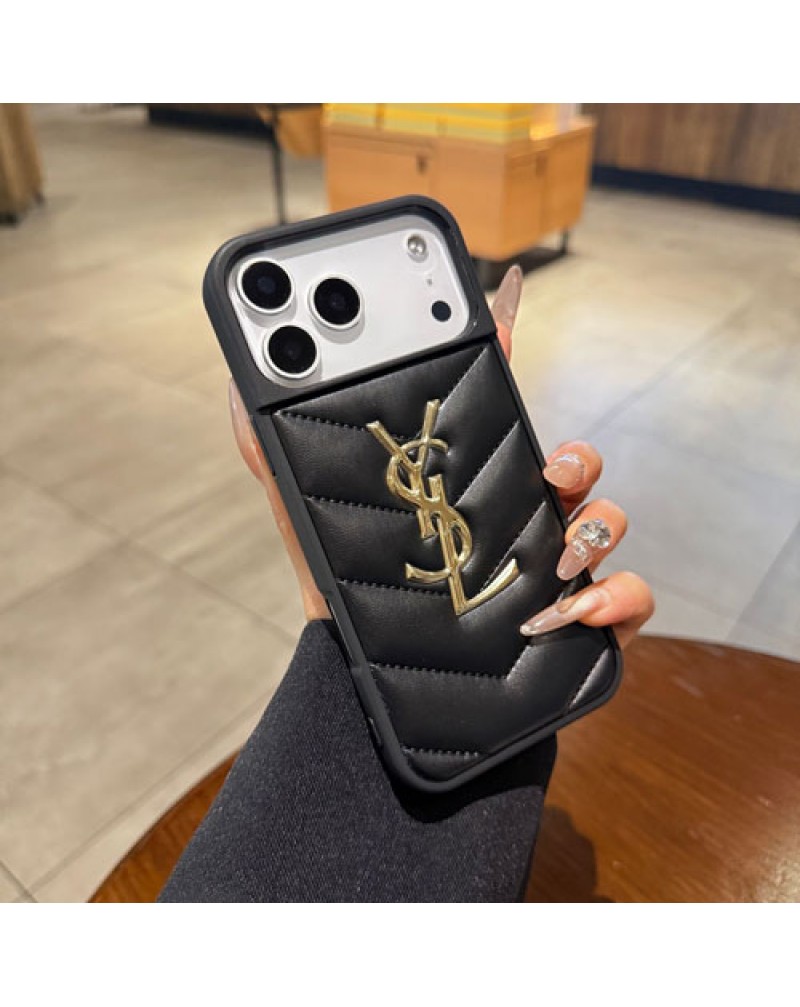 YSL iPhone17 pro maxケースサンローランアイフォン16プロケースオシャレ人気iphone 16 15 14 13 pro max携帯カバースタイリッシュ高級感レザー耐摩擦