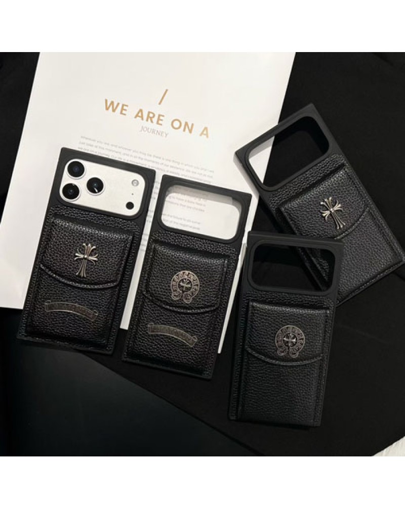 クロムハーツ iphone17 pro/17 pro maxケース6枚カード収納アイフォン16プロケース潮流個性 iphone15 14 pro maxケースオシャレ大人気メンズレディース