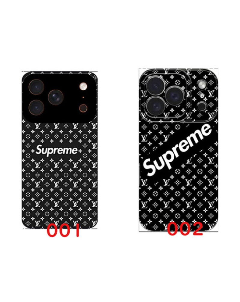 シュプリームヴィトンコラボ iphone 17 pro/16 pro maxケース潮流アイフォン15プロ/14 pro/13 pro携帯カバー 人気supreme vuitton galaxy s25/s24/s23 ultraスマホケースガラス表面シリコン2種類選択