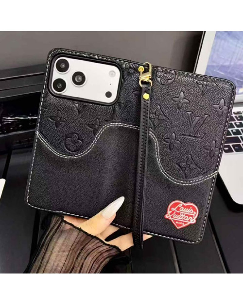 ルイヴィトン iphone18 pro maxケース手帳型アイフォン17プロケース vuitton iphone16 15 14 pro maxケースレザーストラップオシャレ混色爆人気新作
