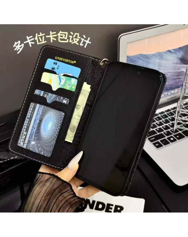 ルイヴィトン iphone18 pro maxケース手帳型アイフォン17プロケース vuitton iphone16 15 14 pro maxケースレザーストラップオシャレ混色爆人気新作