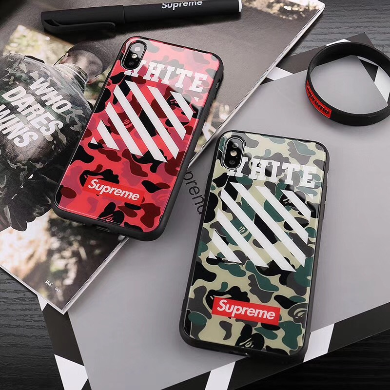 iphone x/8 plusケースブランド シュプリーム x オーフホワイト 