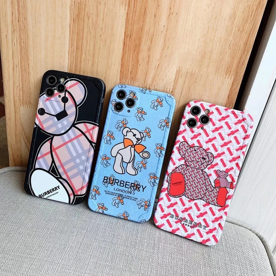 個性クマ付きiphone12 mini/12 proケースバーバリー